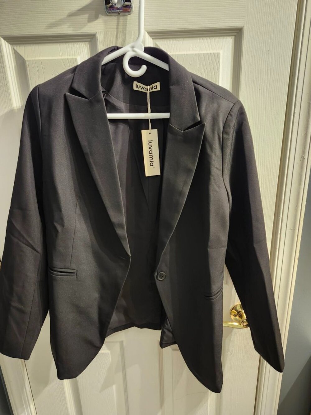 NWT Luvamia Black Open Front Tailored Blazer Jacket Size Large L